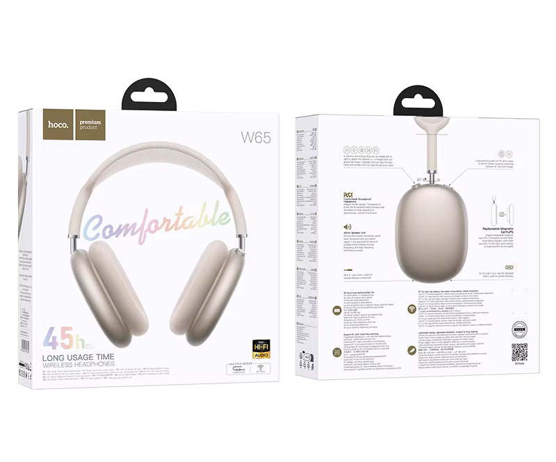 Casque W65 Happy BT – Le casque Bluetooth longue autonomie, confortable et polyvalent - Beige