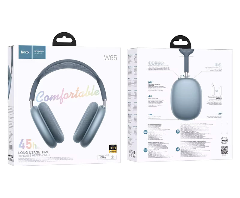 Casque W65 Happy BT – Le casque Bluetooth longue autonomie, confortable et polyvalent - Blue