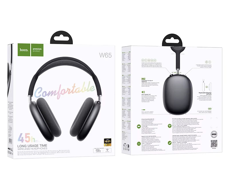 Casque W65 Happy BT – Le casque Bluetooth longue autonomie, confortable et polyvalent - Black