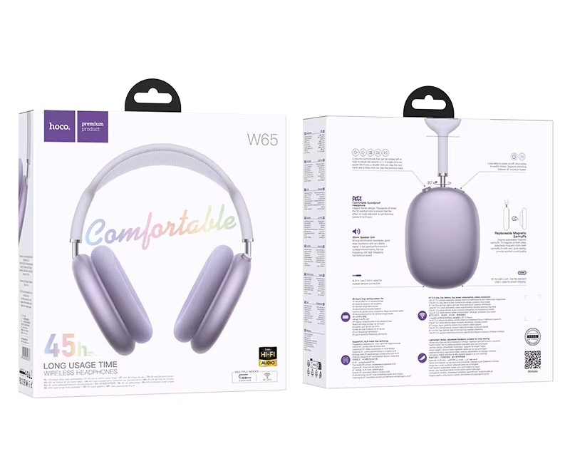 Casque W65 Happy BT – Le casque Bluetooth longue autonomie, confortable et polyvalent - Purple